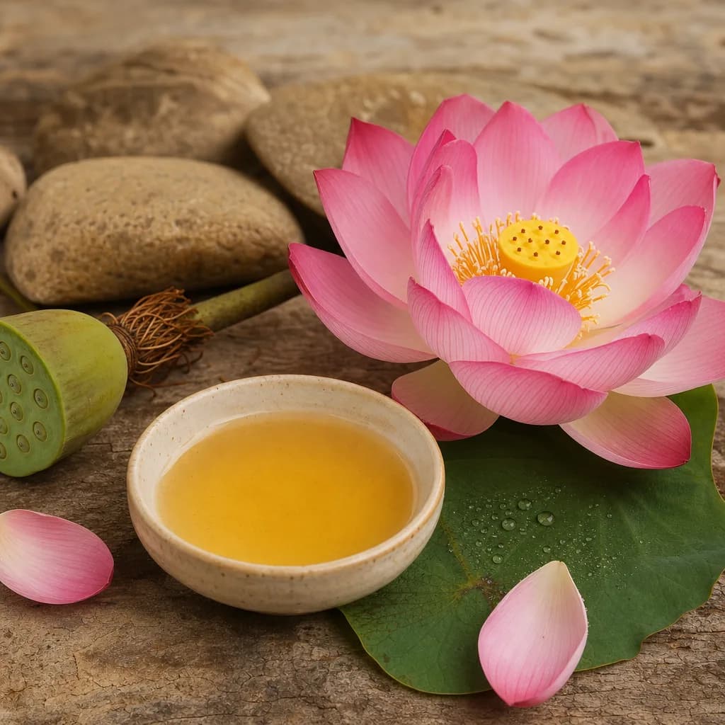 Photo-style ingredient image representing Pink Lotus Oil.